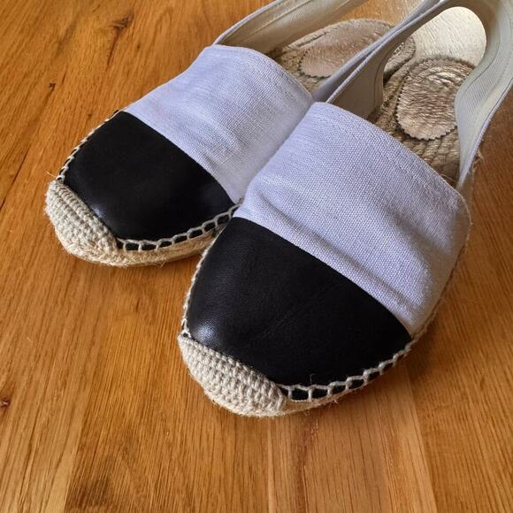 J. Crew Cap Toe Slingback Espadrilles in Canvas Made in Spain White Black Size 7 - Picture 5 of 9